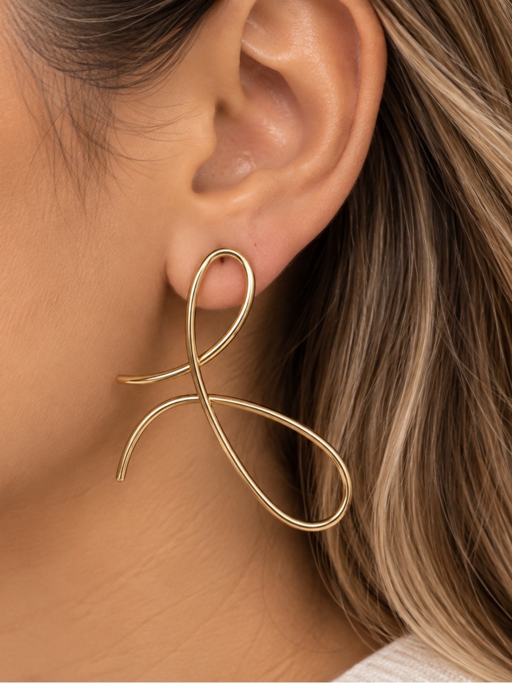 Mango Gold Sculptural Loop Earrings - Women Jewelry